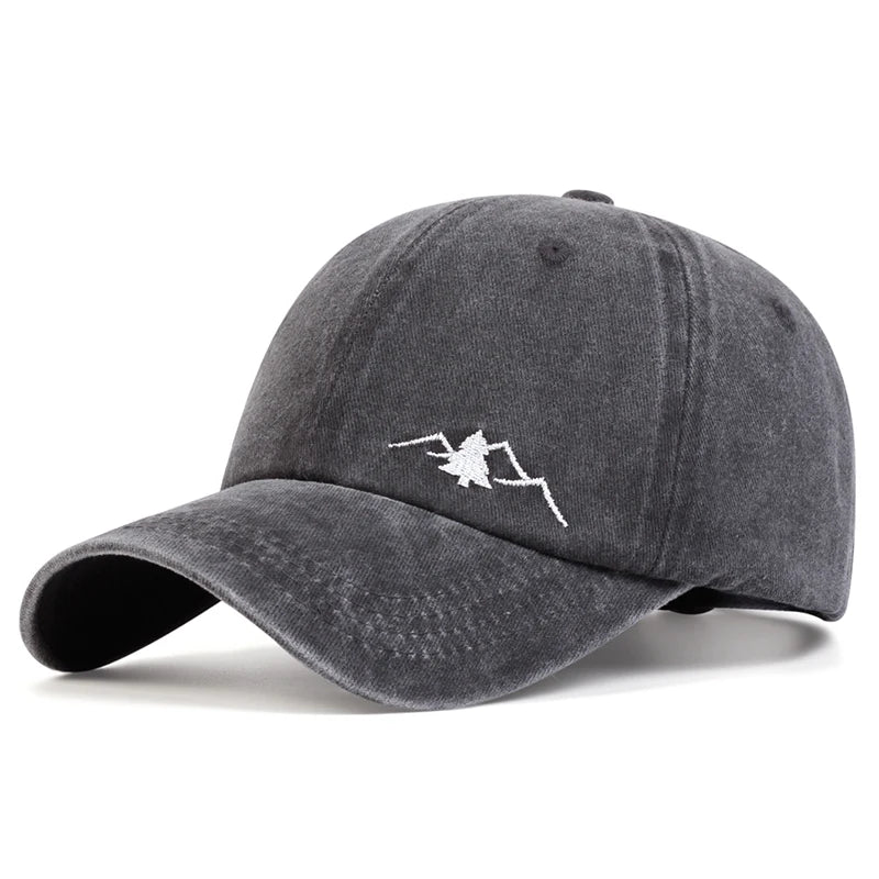 Unisex Mountain Embroidery Wash Baseball Caps