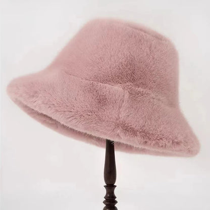 Y2K Faux Fur Fluffy Bucket Hat