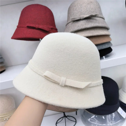 Women's Retro Wool Butterfly Bucket Hat