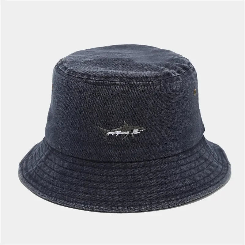 Four Seasons Cotton Cartoon Fish Embroidery Outdoor Bucket Hat