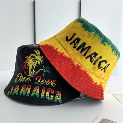 Unisex Fashion New Summer Reversible Black White Coconut Tree Printed Fisherman Caps