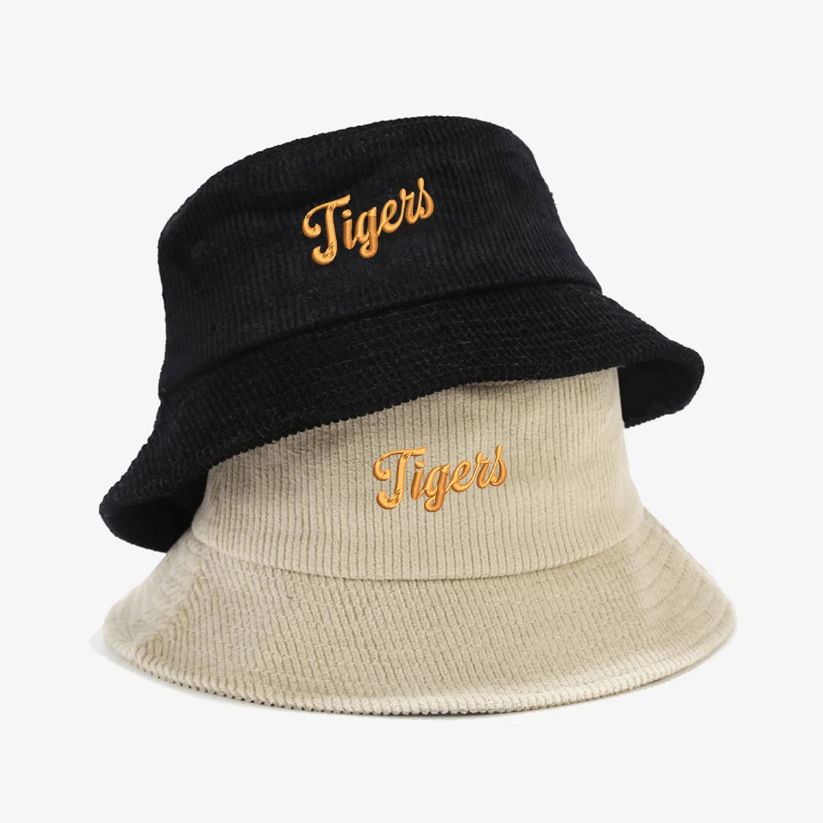 'A' Embroidered Corduroy Foldable Bucket Hat