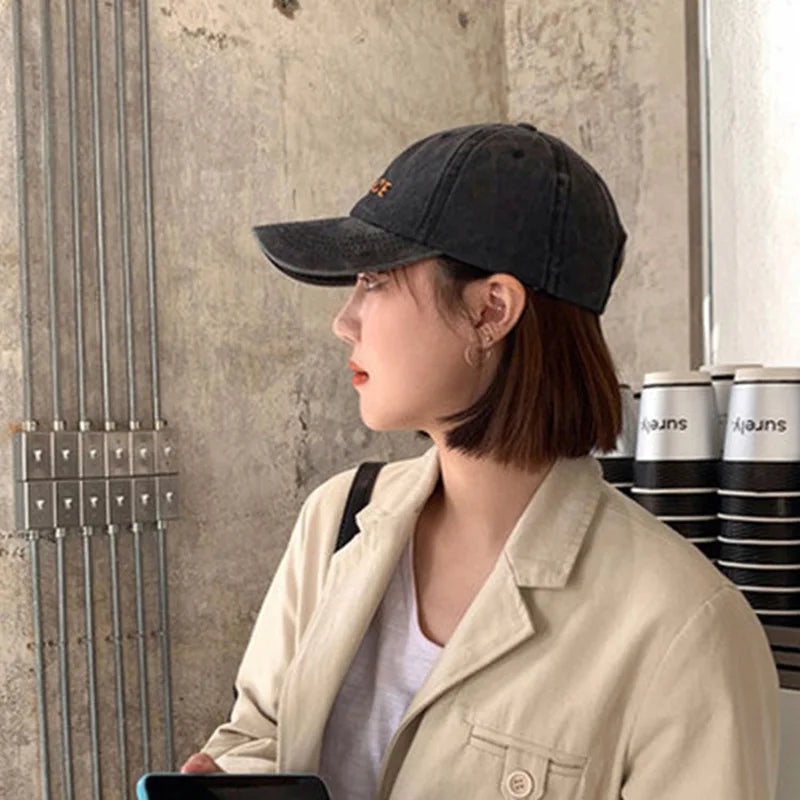 Retro Washed Letter Baseball Cap