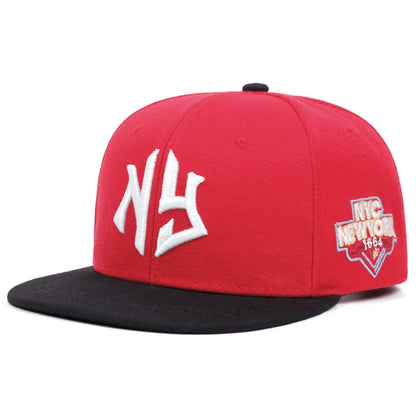Letter NY1664 Embroidered Flat Brim Baseball Hat
