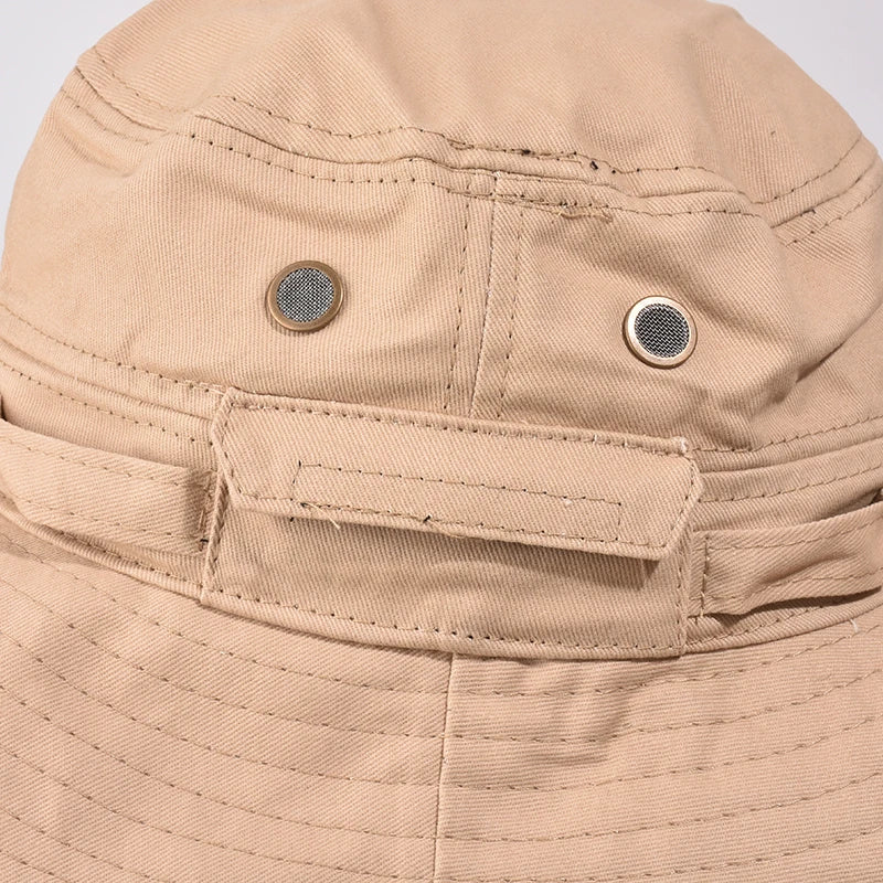 Unisex Four Seasons Cotton Bucket Hat with Pocket