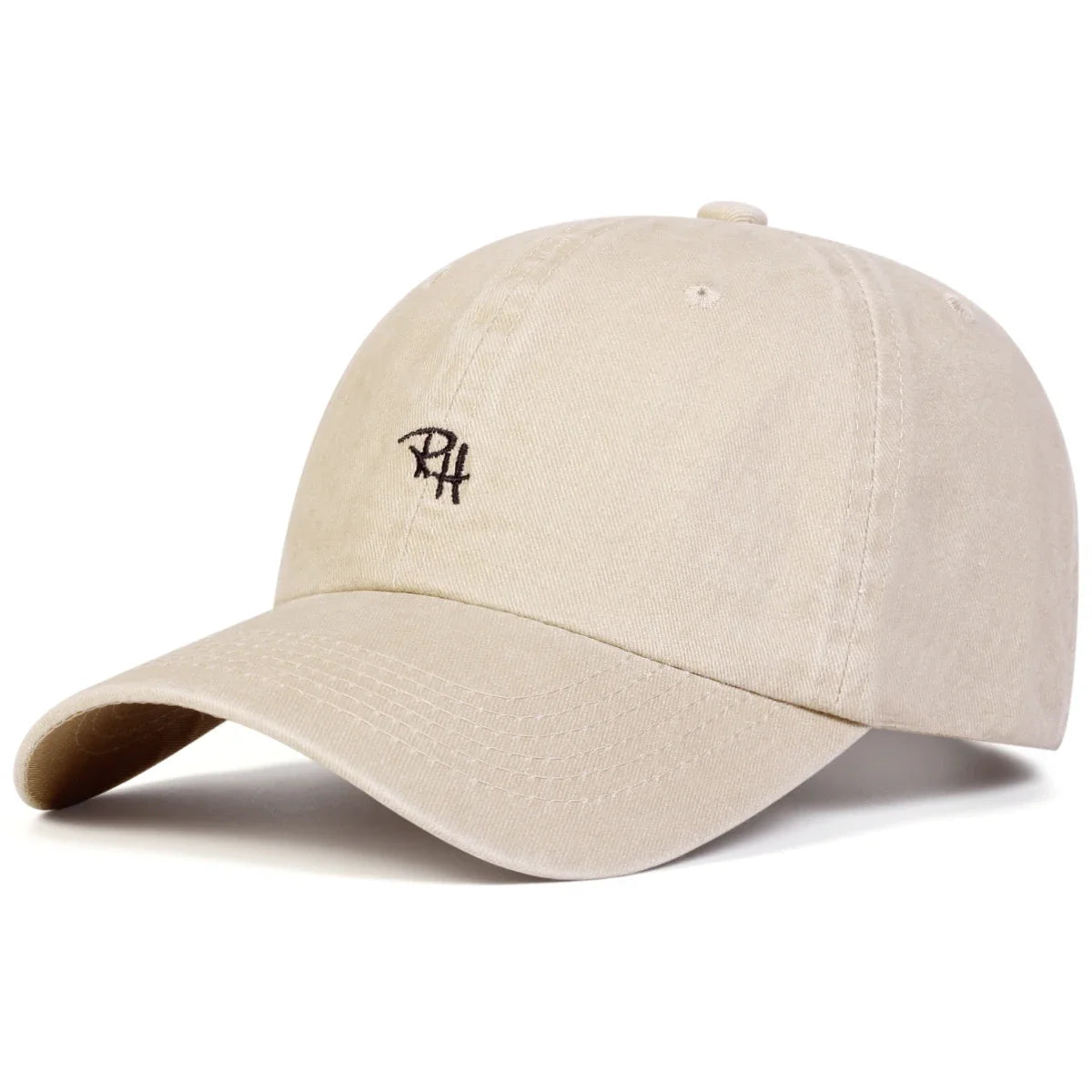 Unisex RH Letter Embroidery Wash Baseball Caps