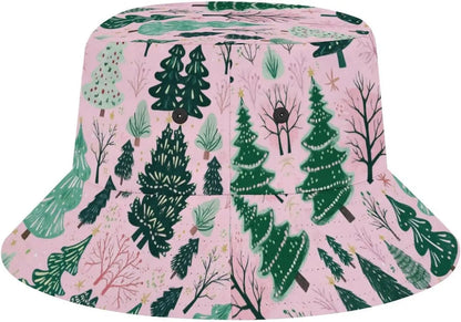 Summer Pink Green Xmas Tree Christmas Bucket Hat