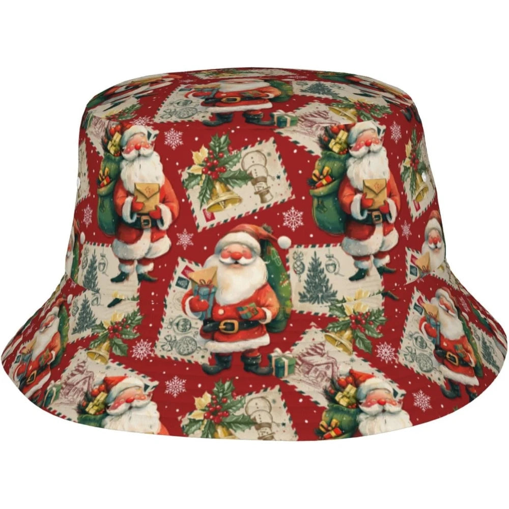 Retro Christmas Poster Print Bucket Hat