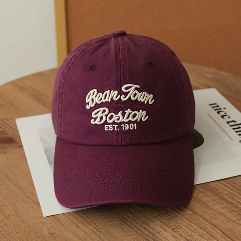 Vintage Korean Letter Duck Tongue Baseball Cap