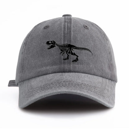 Black T Rex Print Washed Baseball Cap