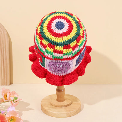 Handmade Knitted Lotus Edge Fisherman Hat