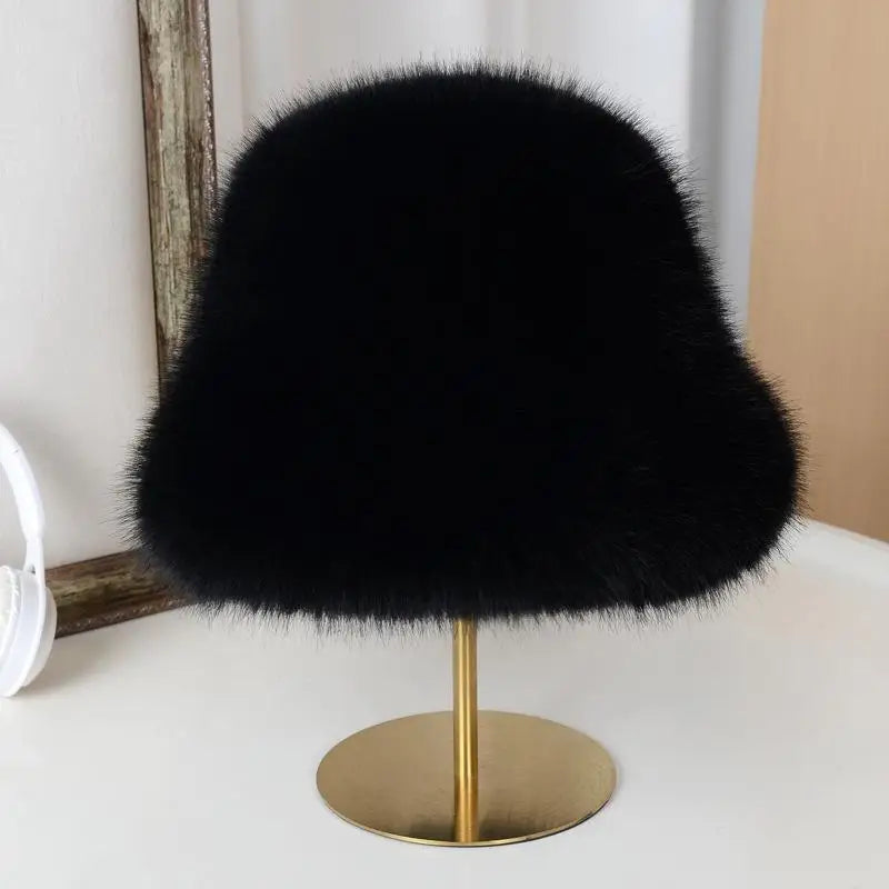 Fluffy Fur Plush Ear Protection Bucket Hat