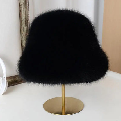 Fluffy Fur Plush Ear Protection Bucket Hat
