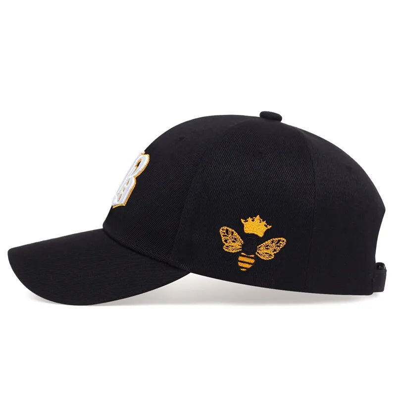 Unisex Gothic Letter Side Bee Embroidery Baseball Caps