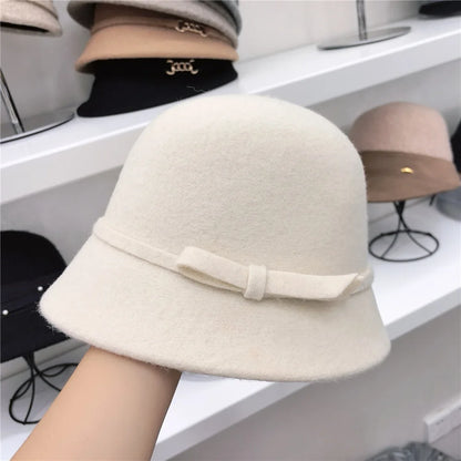 Women's Retro Wool Butterfly Bucket Hat