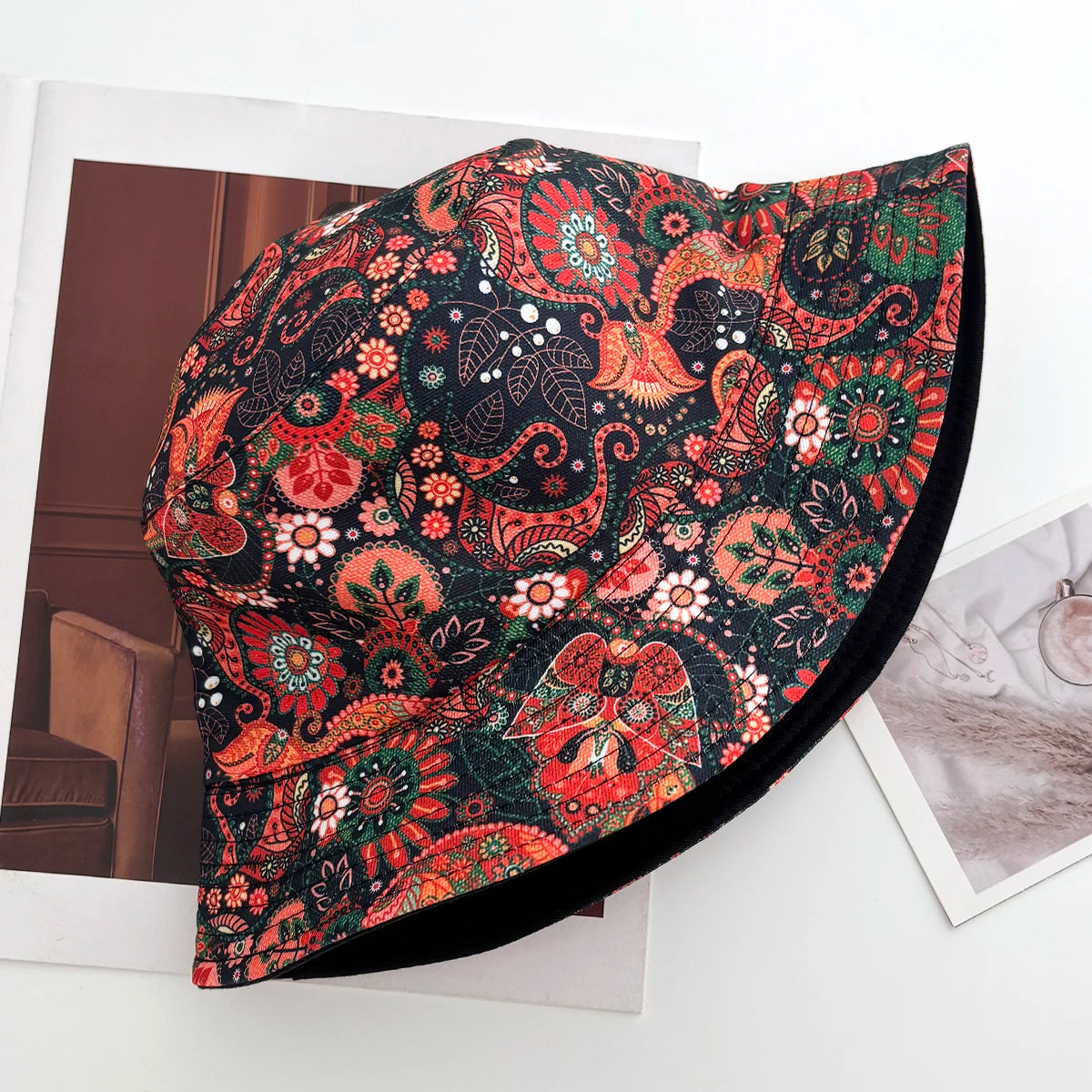 Leaf Pattern Fisherman Bucket Hat