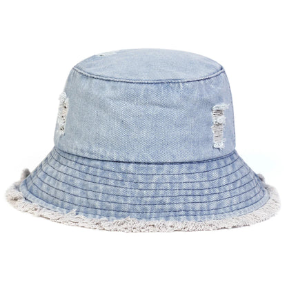 Unisex Solid Color Distressed Cowboy Bucket Hats