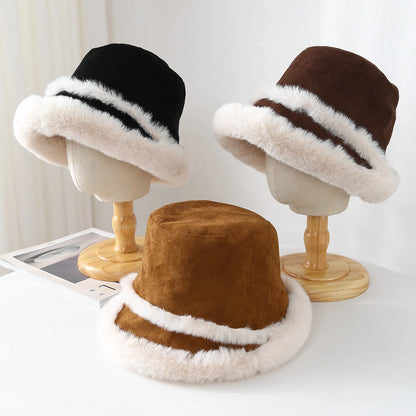 Women's High Quality Suede Plush Winter Bucket Hat