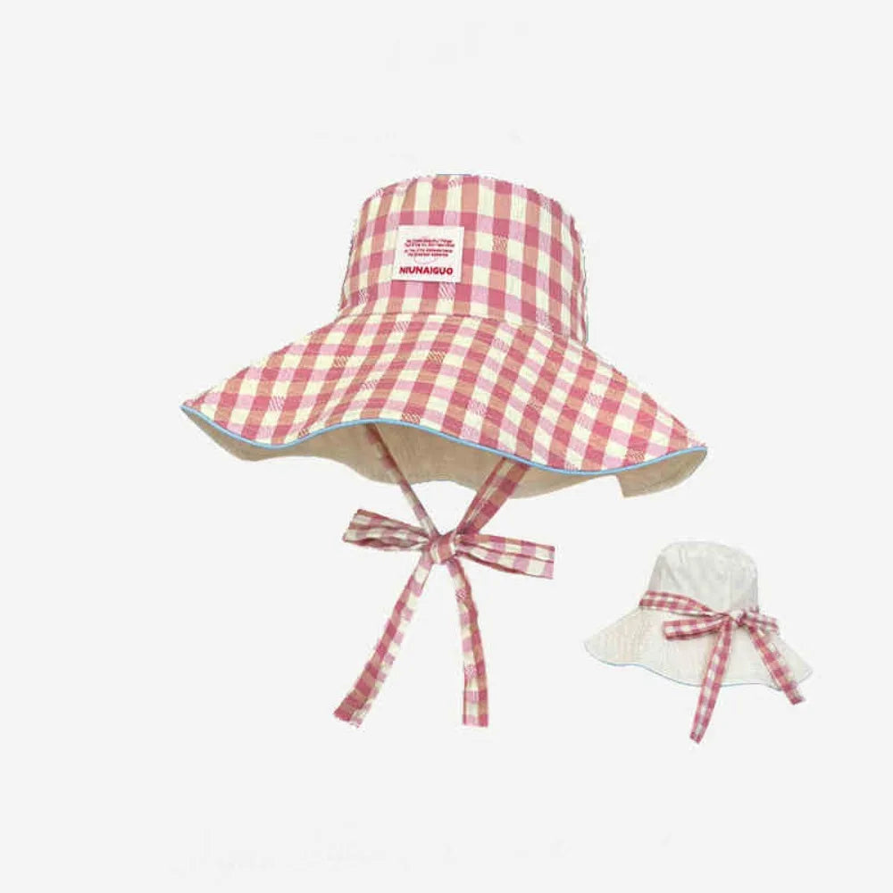 Reversible Plaid Wide Brim Bucket Hat