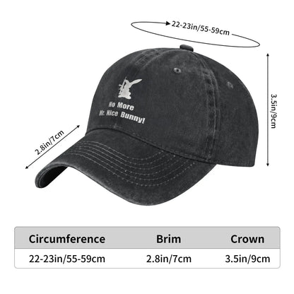 No More Nice Bunny Washed Denim Baseball Cap