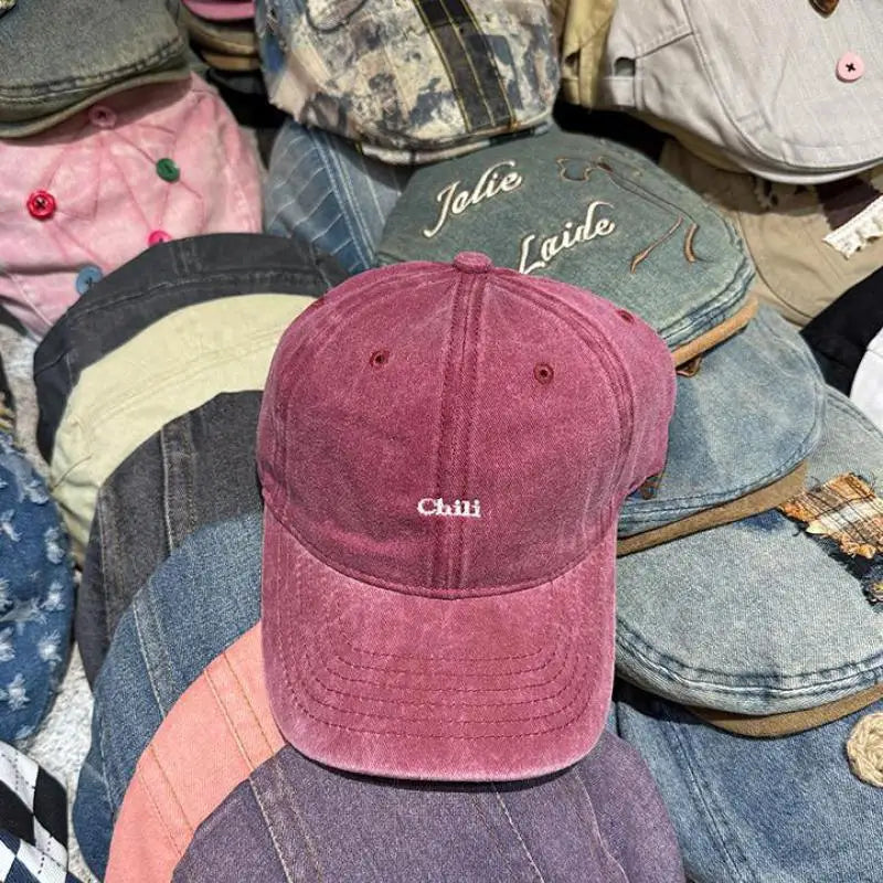 Soft Top Embroidered Letter Retro Baseball Cap