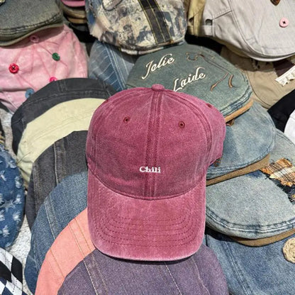 Soft Top Embroidered Letter Retro Baseball Cap
