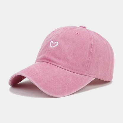 Washed Cotton Embroidered Love Retro Baseball Cap