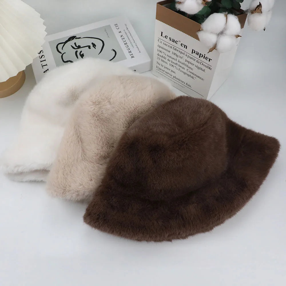 Fluffy Fur Earflap Winter Bucket Hat
