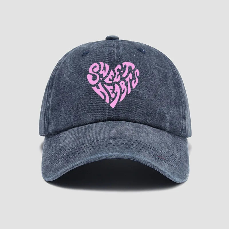 Pink Heart Letter Print Baseball Cap