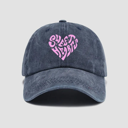Pink Heart Letter Print Baseball Cap