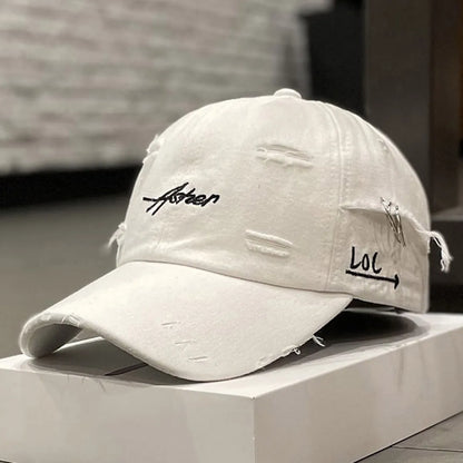 Asher Embroidered Perforated Iron Ring Unisex Baseball Cap