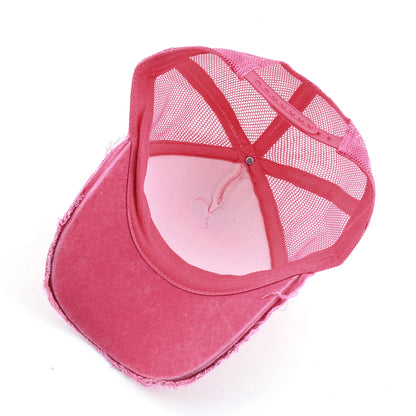 Washed Denim Pink Cross Snapback Baseball Cap