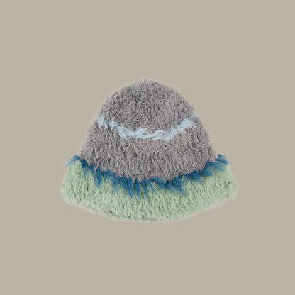Rabbit Fur Plush Knitted Bucket Hat