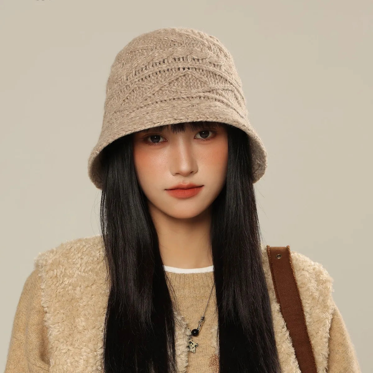 Women's Knitted Solid Color Autumn Winter Bucket Hat