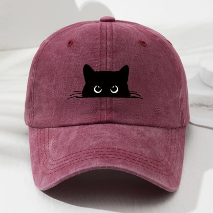 Retro Black Cat Print Baseball Cap