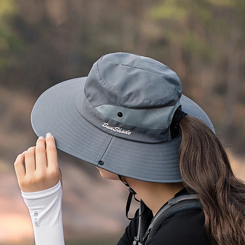 Summer Foldable Breathable Ponytail Mask Bucket Hat