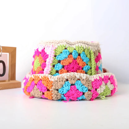 Y2K Crochet Vintage Flower Knitted Bucket Hat