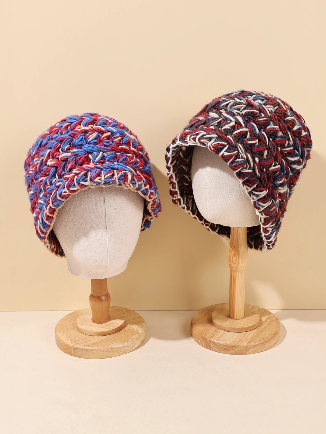 Vintage Pink Handmade Crochet Winter Bucket Hat