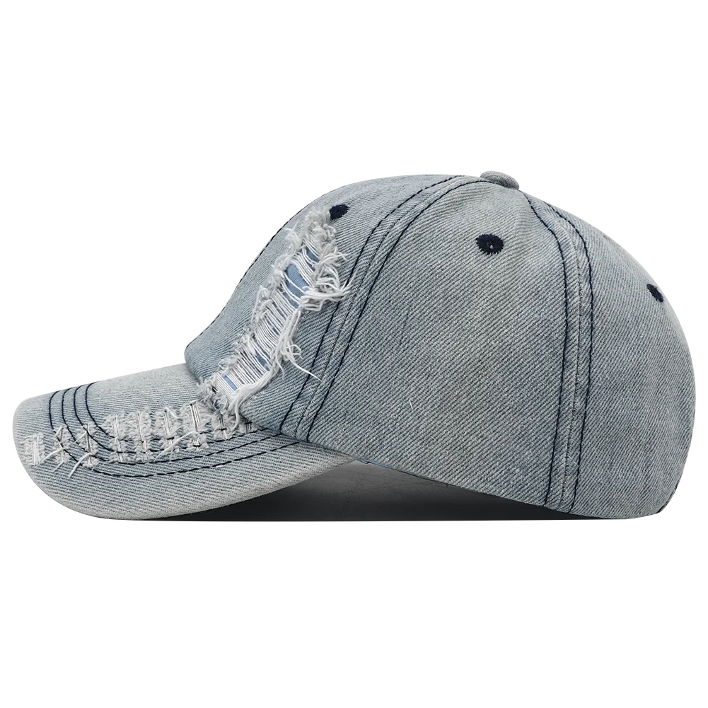 Solid Washed Denim Baseball Cap