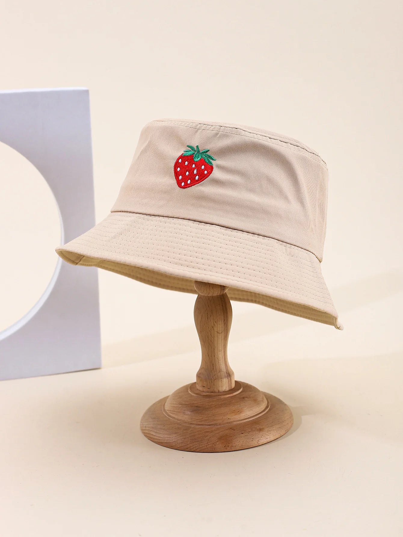 Cute Strawberry Embroidered Summer Bucket Hat
