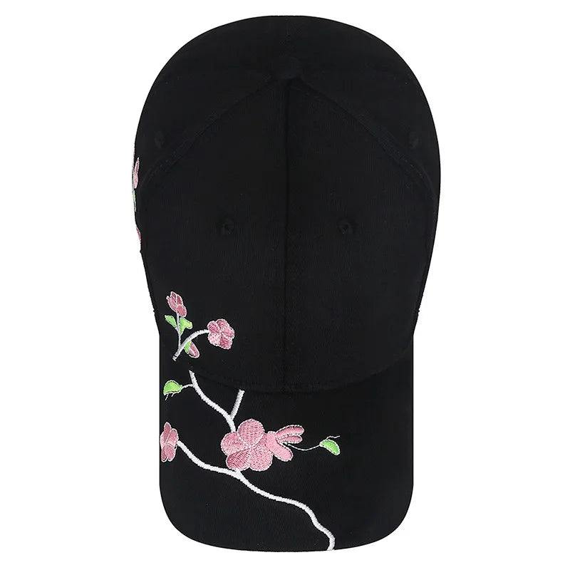 Women’s Floral Embroidery Adjustable Baseball Cap