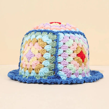 Flower Wool Knitted Insulated Double Wear Bucket Hat