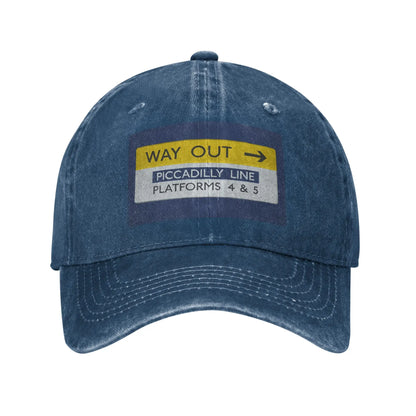 London Underground Way Out Denim Baseball Cap