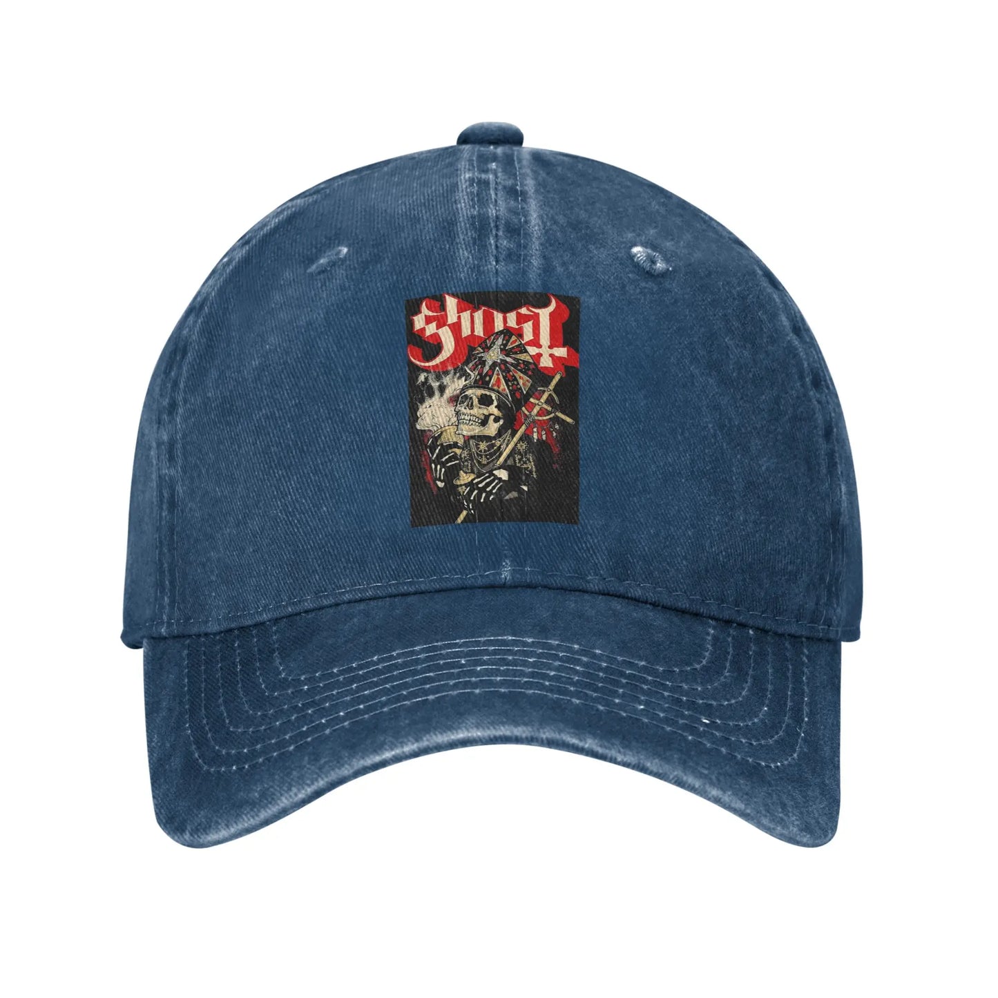 Swedish Rock Band Ghost Washed Denim Baseball Cap