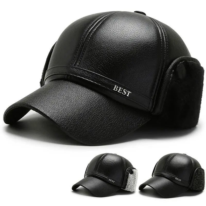 Soft Leather Warm Winter Baseball Hat
