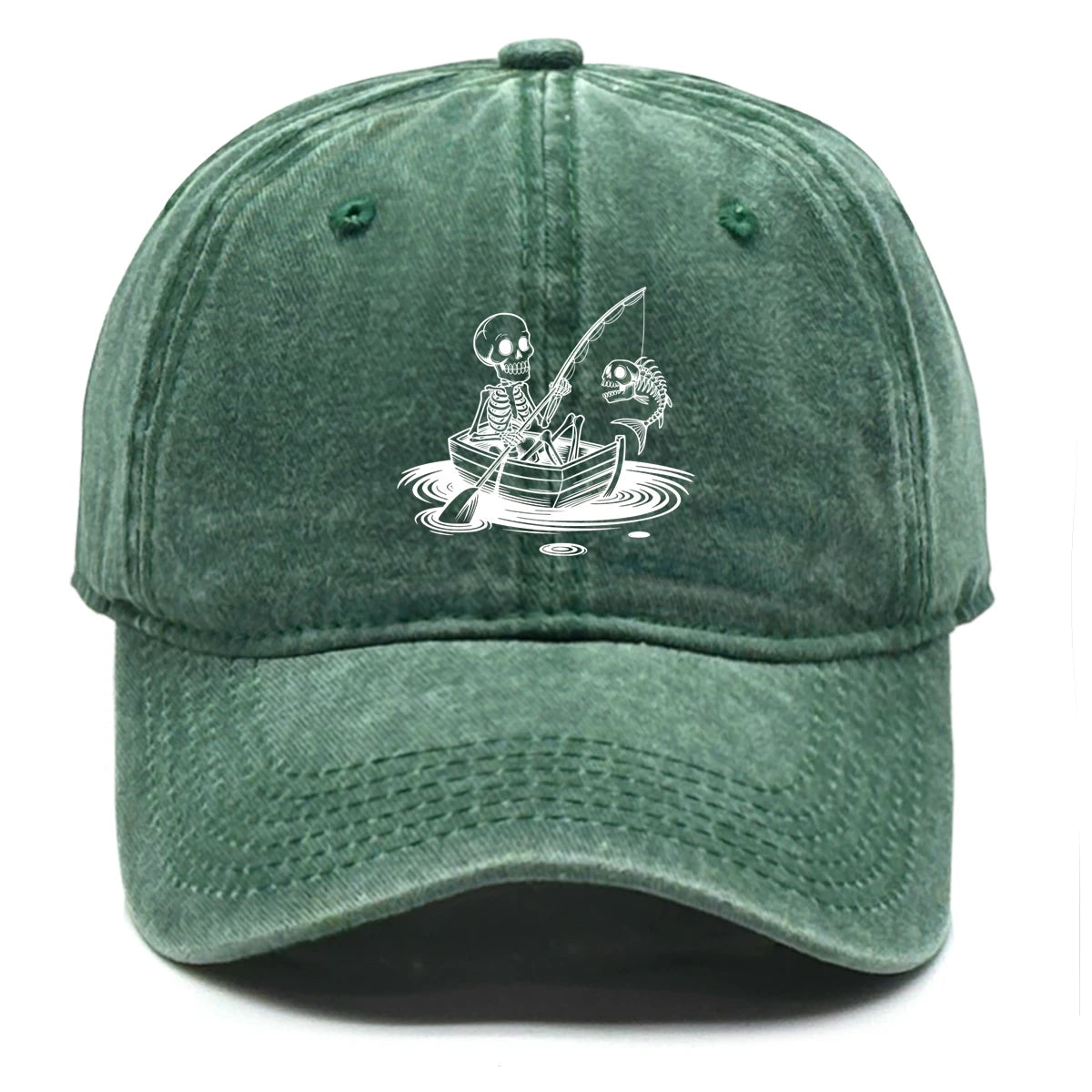 Fishing Skulls Washed Cotton Snapback Caps