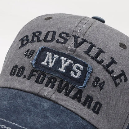 Distressed Washed Cotton Letter Baseball Cap