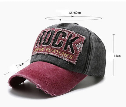 Korean Washed Letter Worn Out Denim Baseball Cap