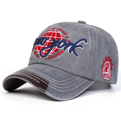 Unisex New York Embroidery Wash Baseball Caps