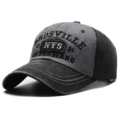 Distressed Cotton Letter Embroidered Baseball Cap